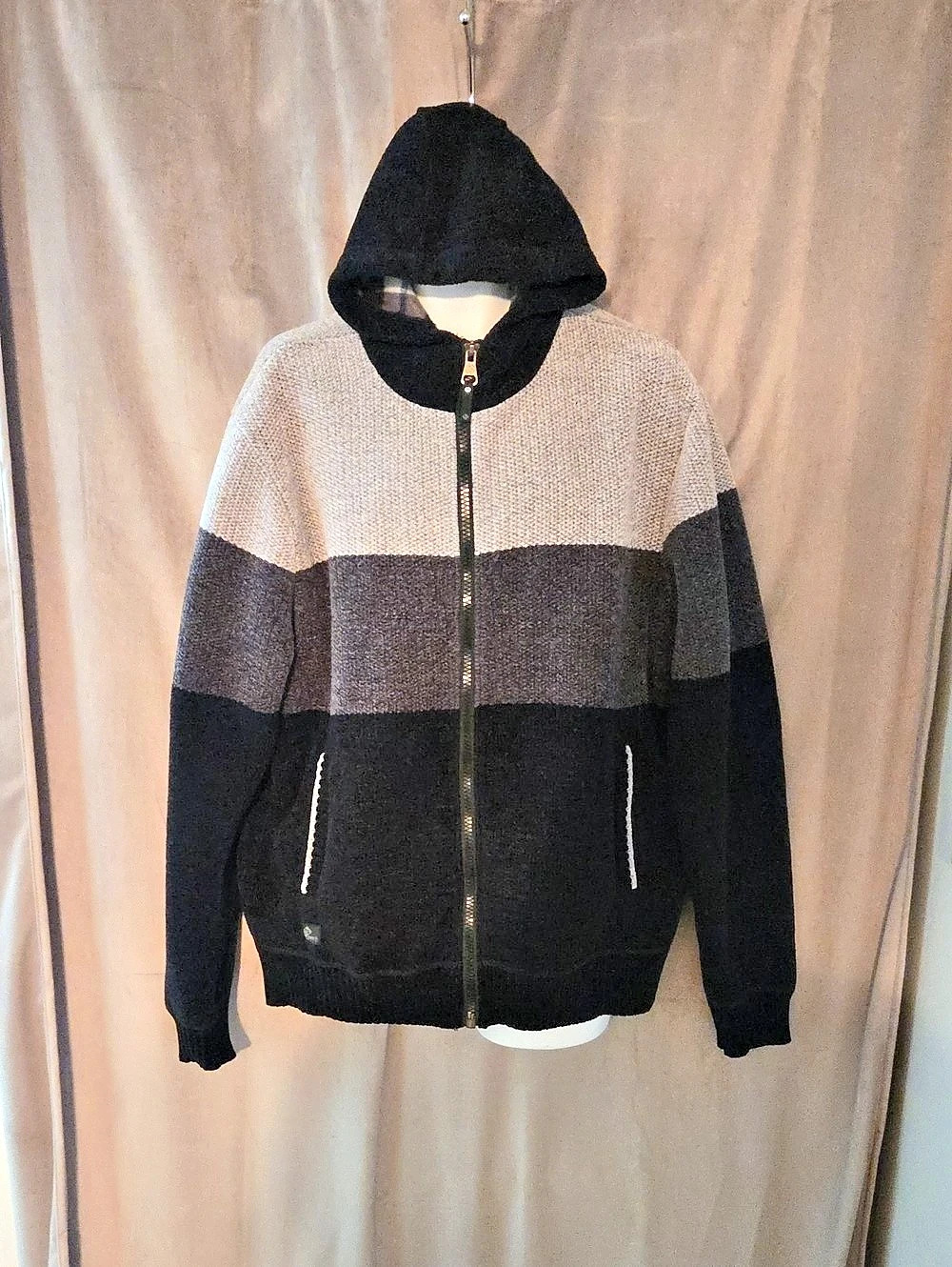 Point Zero Bonded Collection Full-Zip Hooded Sweater Plaid Hooded Jacket XL
